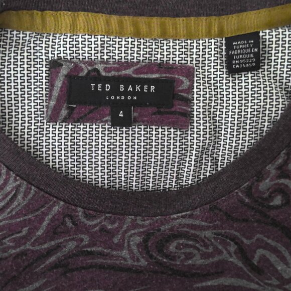 Ted Baker London Top Soft Tee Short Sleeve Stretch Purple & Gray Sz 4 US Sz M - Picture 5 of 7